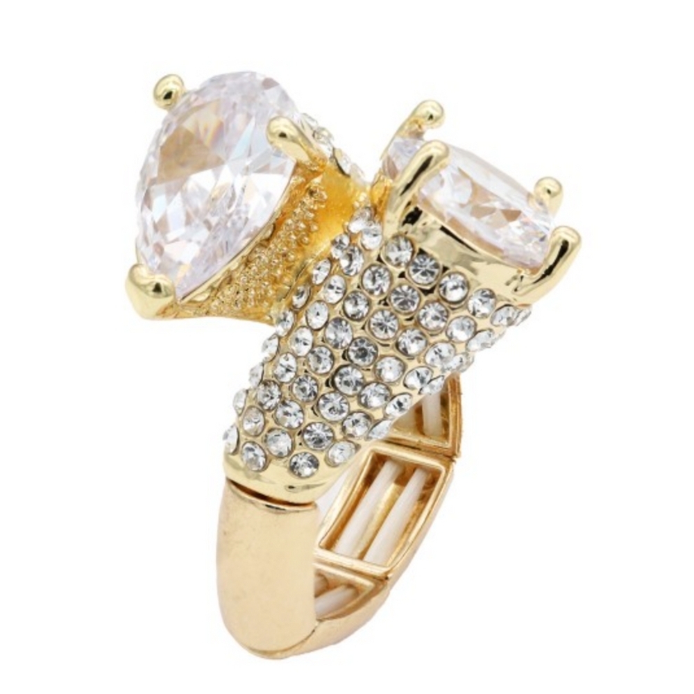 Elegant Gold and Silver Crystal Ring